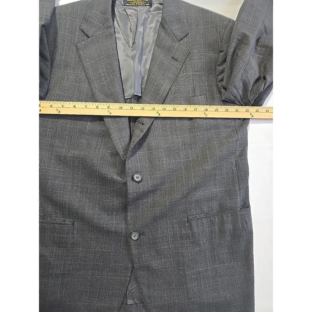 Brooks Brothers 1818 USA Made Wool 43R Suit Blazer Coat Jacket Gray Plaid Mens